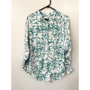 Isabel Marant Etoile Viscose Boho Boxy Blouse Top Artsy White Green Art Top 36